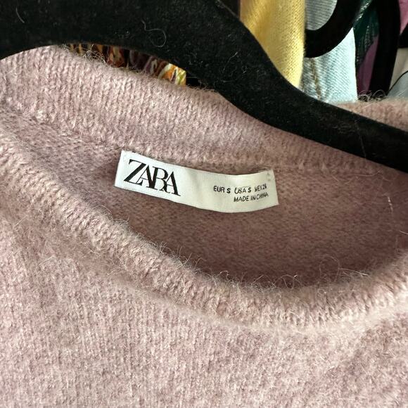 Zara Button Shoulder Cropped Knit Top Lilac Size Small - Picture 6 of 6